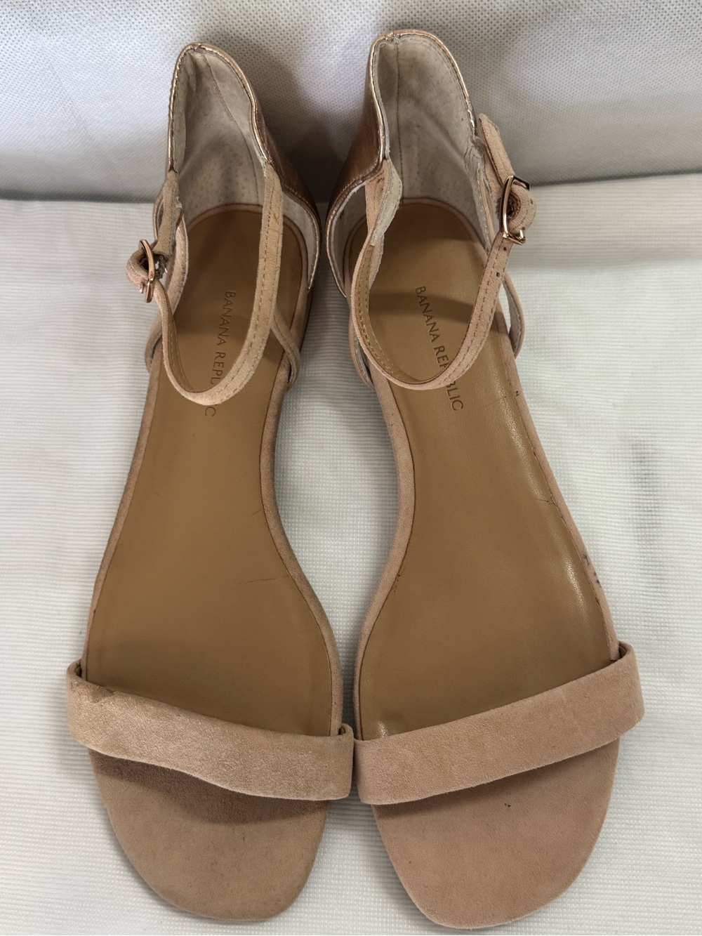 Banana Republic Blush Tan Suede Ankle-Strap Sandals